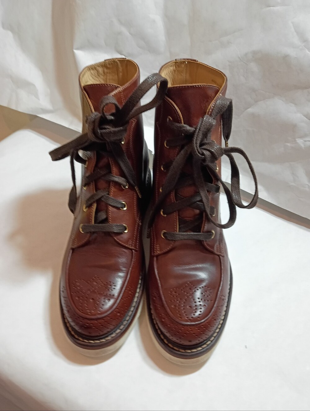 The Office of Angela Scott Mr. Ryan wedge chukka boots 38.brown leather lace up - Picture 8 of 15